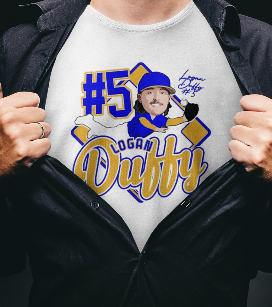 Logan Duffy #5 Baseball Player Illustration 2025 T-Shirt