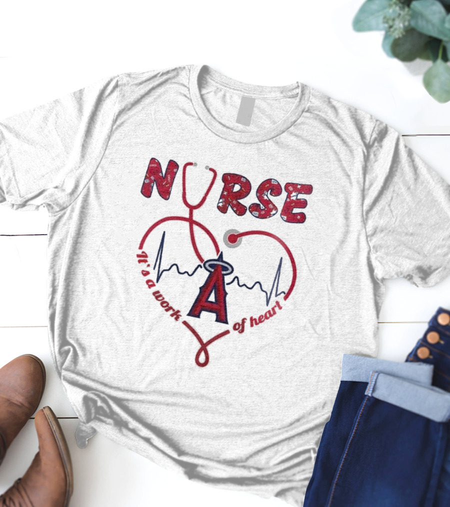 Los Angeles Angels Nurse Heartbeat Stethoscope 2025 Appreciation Night Baseball T-Shirt