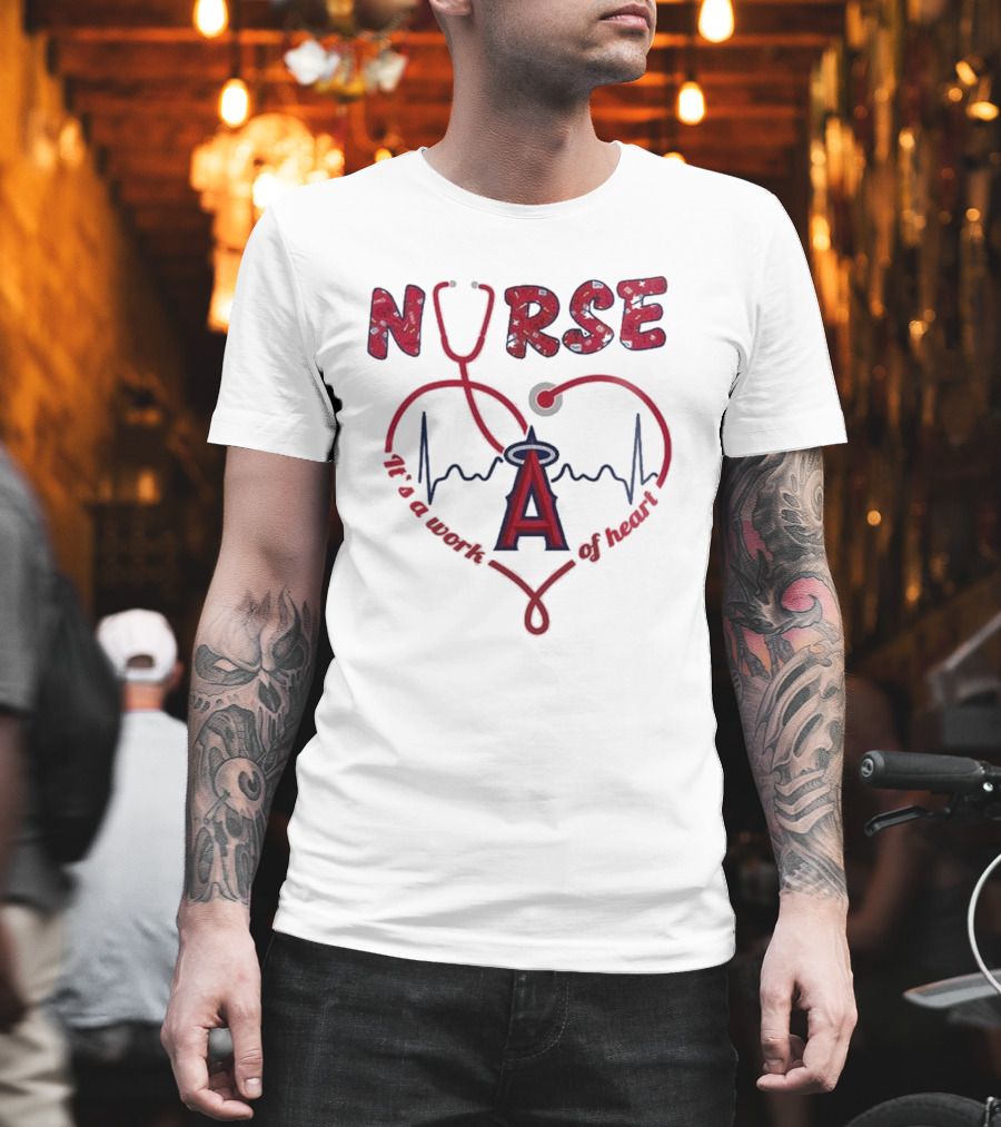 Los Angeles Angels Nurse Heartbeat Stethoscope 2025 Appreciation Night Baseball T-Shirt