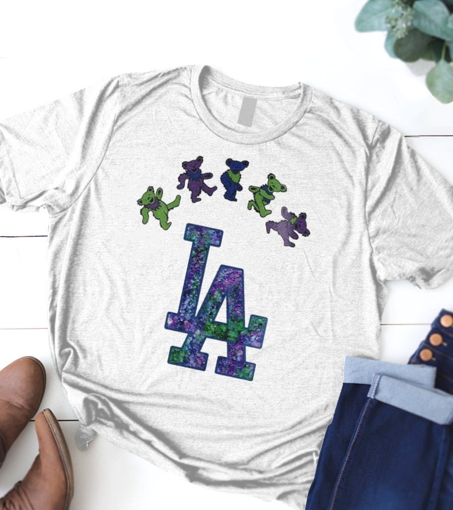 Los Angeles Dodgers Grateful Dead Night 2025 LA Logo Dancing Bears T-Shirt