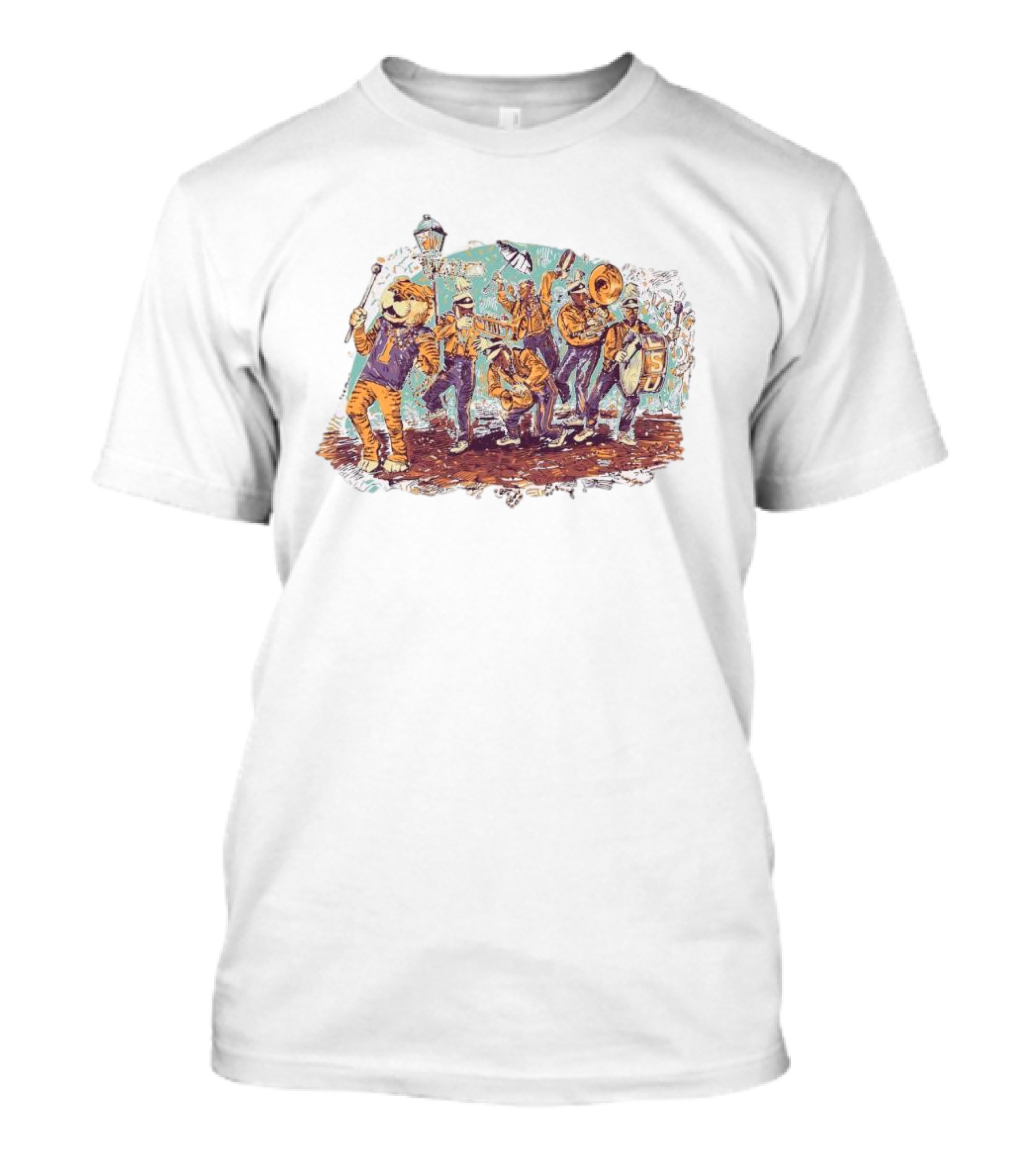 LSU Tigers Football Mardi Gras 2025 Band Parade Celebration T-Shirt