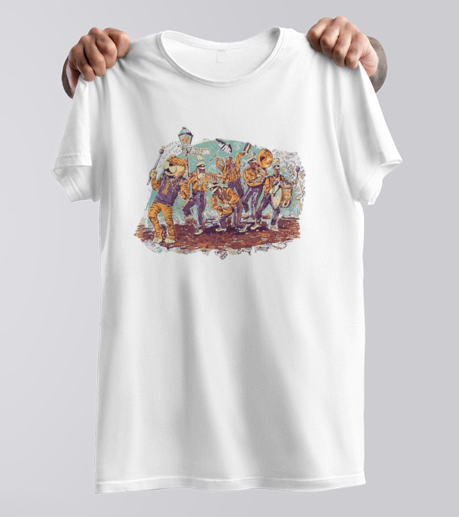 LSU Tigers Football Mardi Gras 2025 Band Parade Celebration T-Shirt