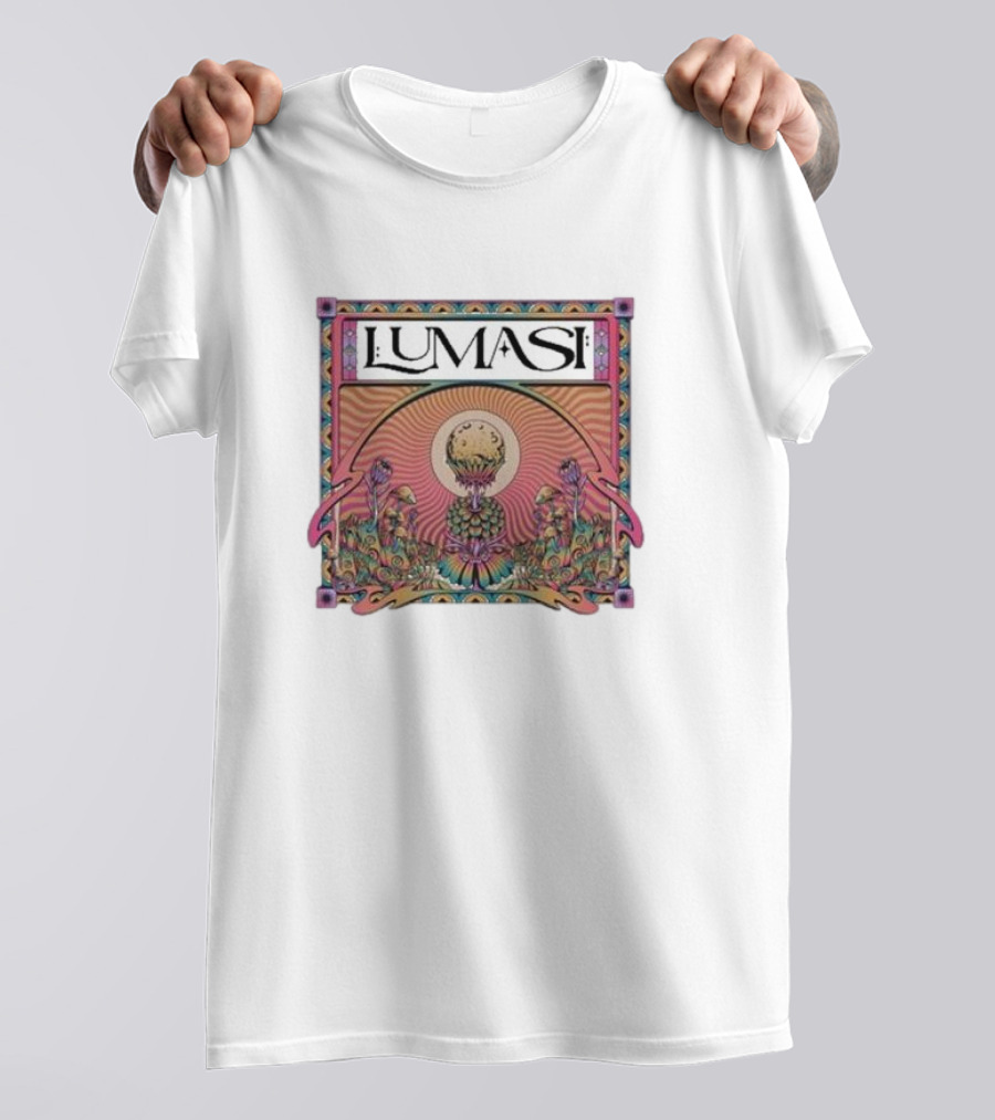 Lumasi Psychedelic Sun And Moon With Floral Elements T-Shirt