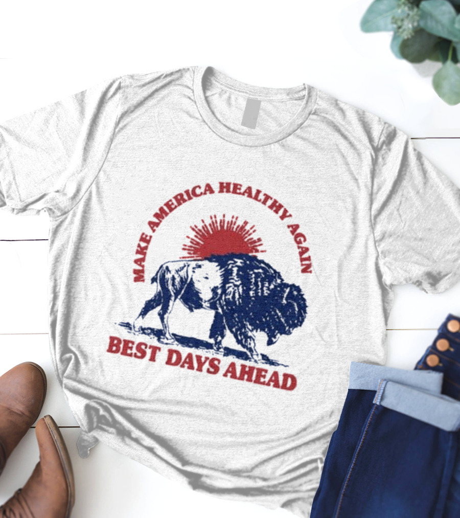 Make America Healthy Again Best Days Ahead Buffalo Bison Sunburst T-Shirt