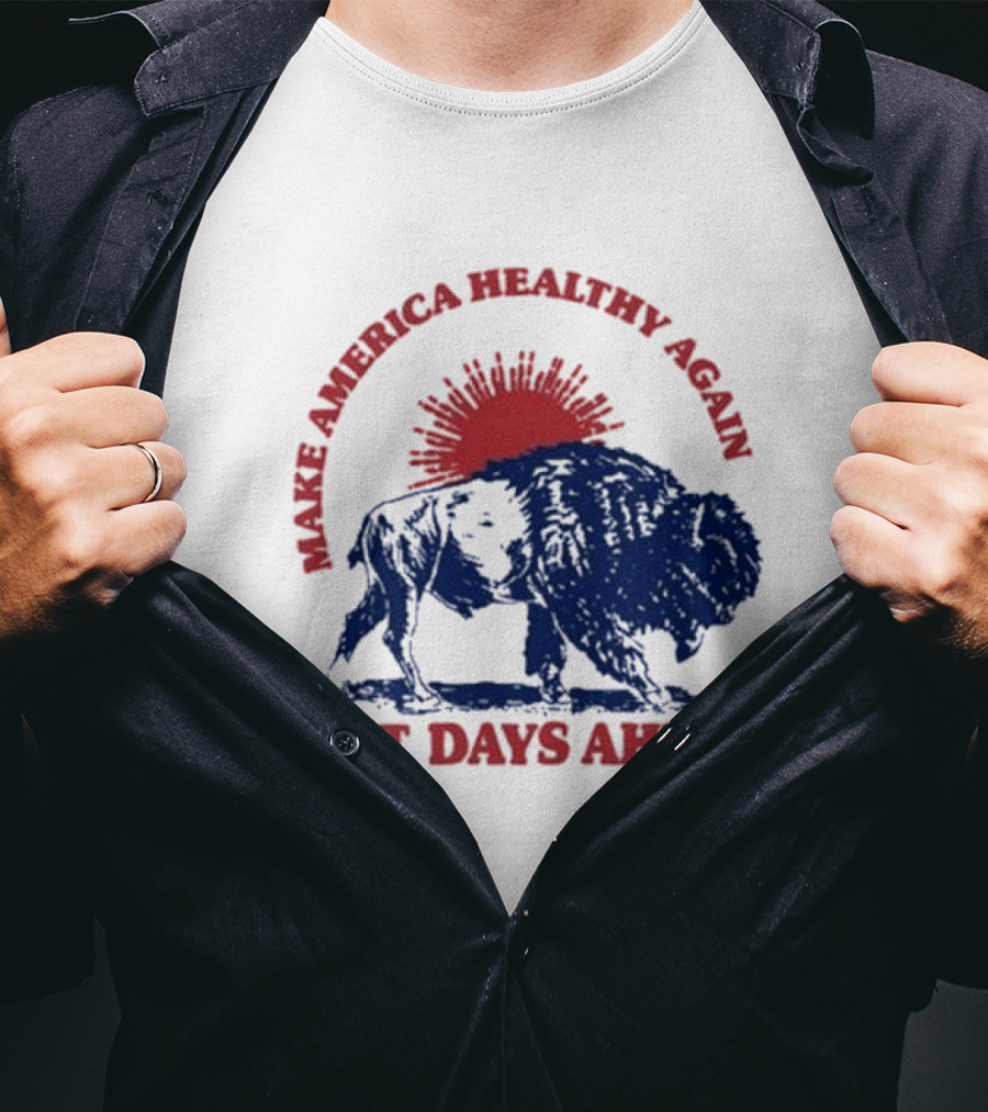 Make America Healthy Again Best Days Ahead Buffalo Bison Sunburst T-Shirt