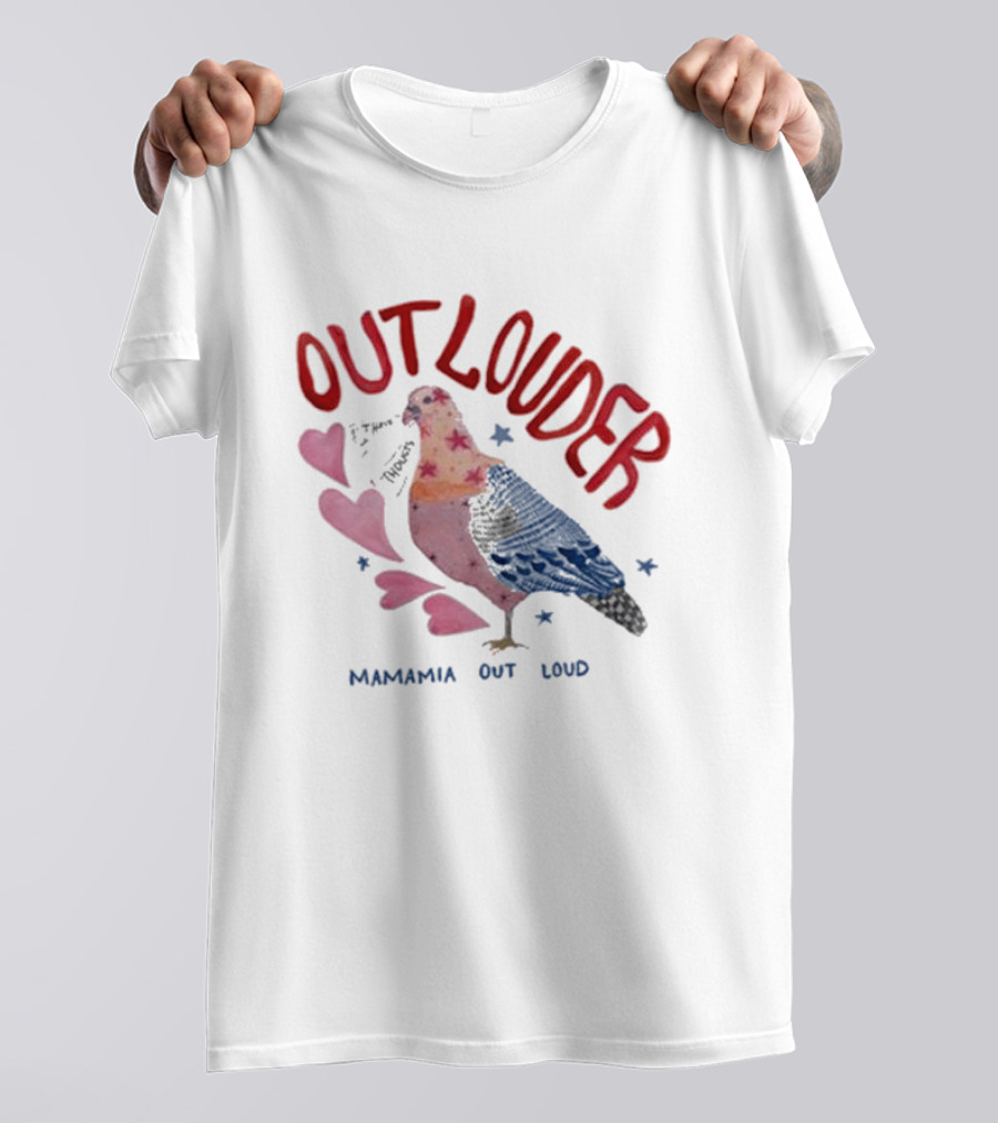 Mamamia Out Loud Outlouder Pigeon With Hearts And Stars T-Shirt