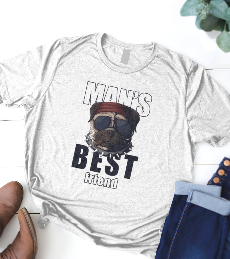 Man's Best Friend Bulldog With Bandana And Sunglasses T-Shirt