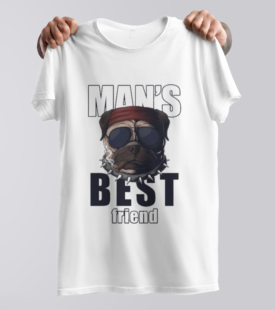 Man's Best Friend Bulldog With Bandana And Sunglasses T-Shirt
