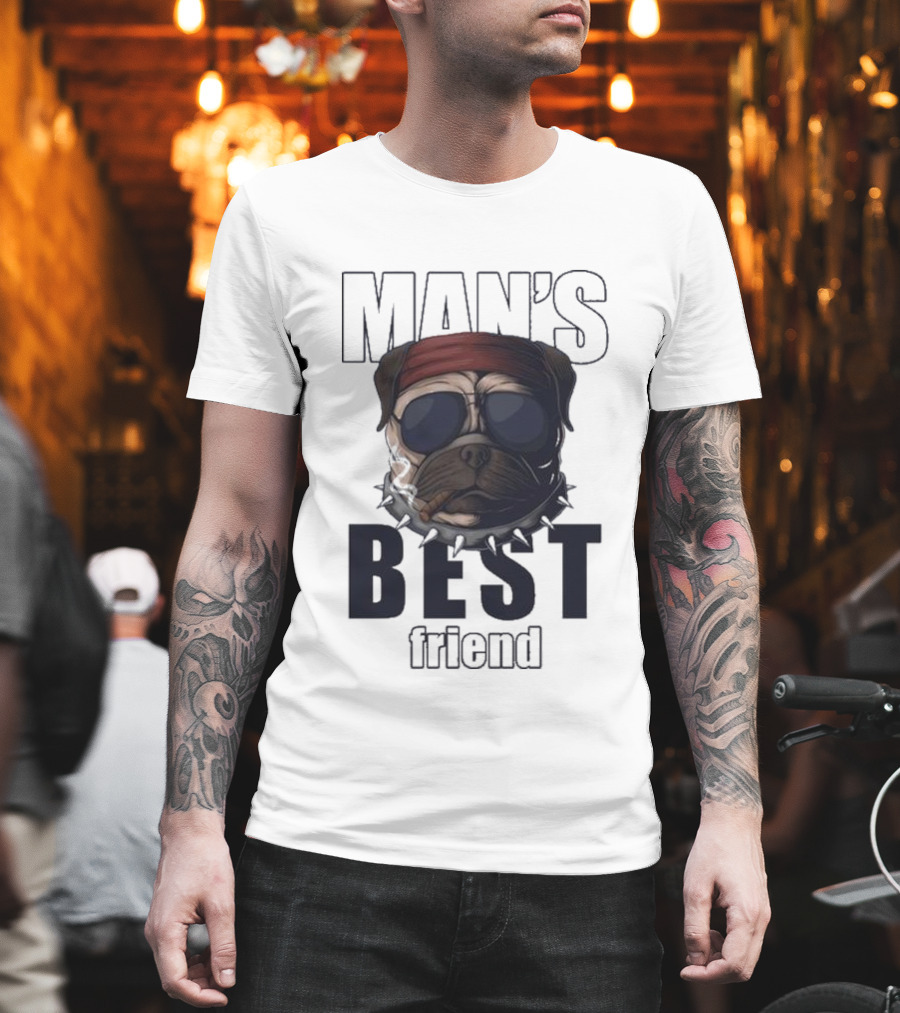 Man's Best Friend Bulldog With Bandana And Sunglasses T-Shirt