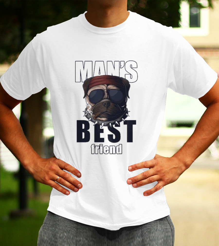Man's Best Friend Bulldog With Bandana And Sunglasses T-Shirt