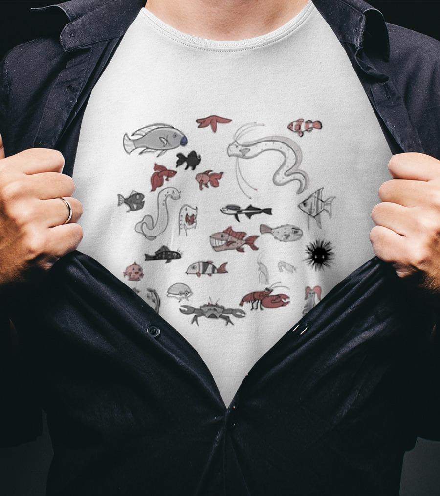 Marine Life Crustaceans And Fish Collection T-Shirt