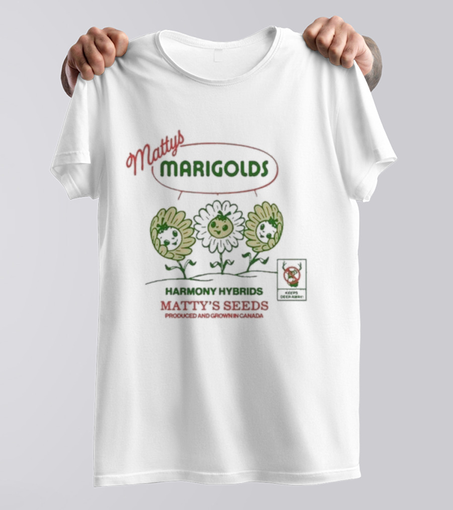 Matty's Marigolds Harmony Hybrids Matty's Seeds Produced And Grown In Canada T-Shirt