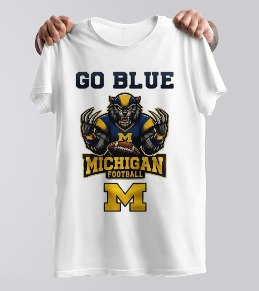 Go Blue Michigan Football Wolverine Mascot M T-Shirt