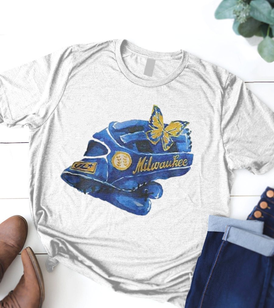 Milwaukee Brewers Hupy And Abraham Day Catcher's Mask With Butterfly And Key Symbols T-Shirt