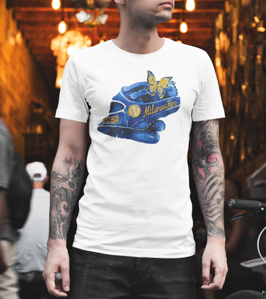 Milwaukee Brewers Hupy And Abraham Day Catcher's Mask With Butterfly And Key Symbols T-Shirt