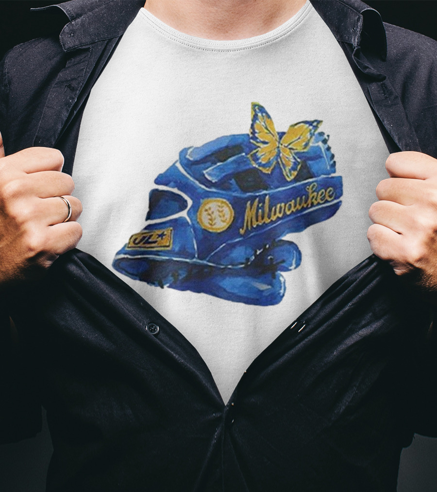 Milwaukee Brewers Hupy And Abraham Day Catcher's Mask With Butterfly And Key Symbols T-Shirt