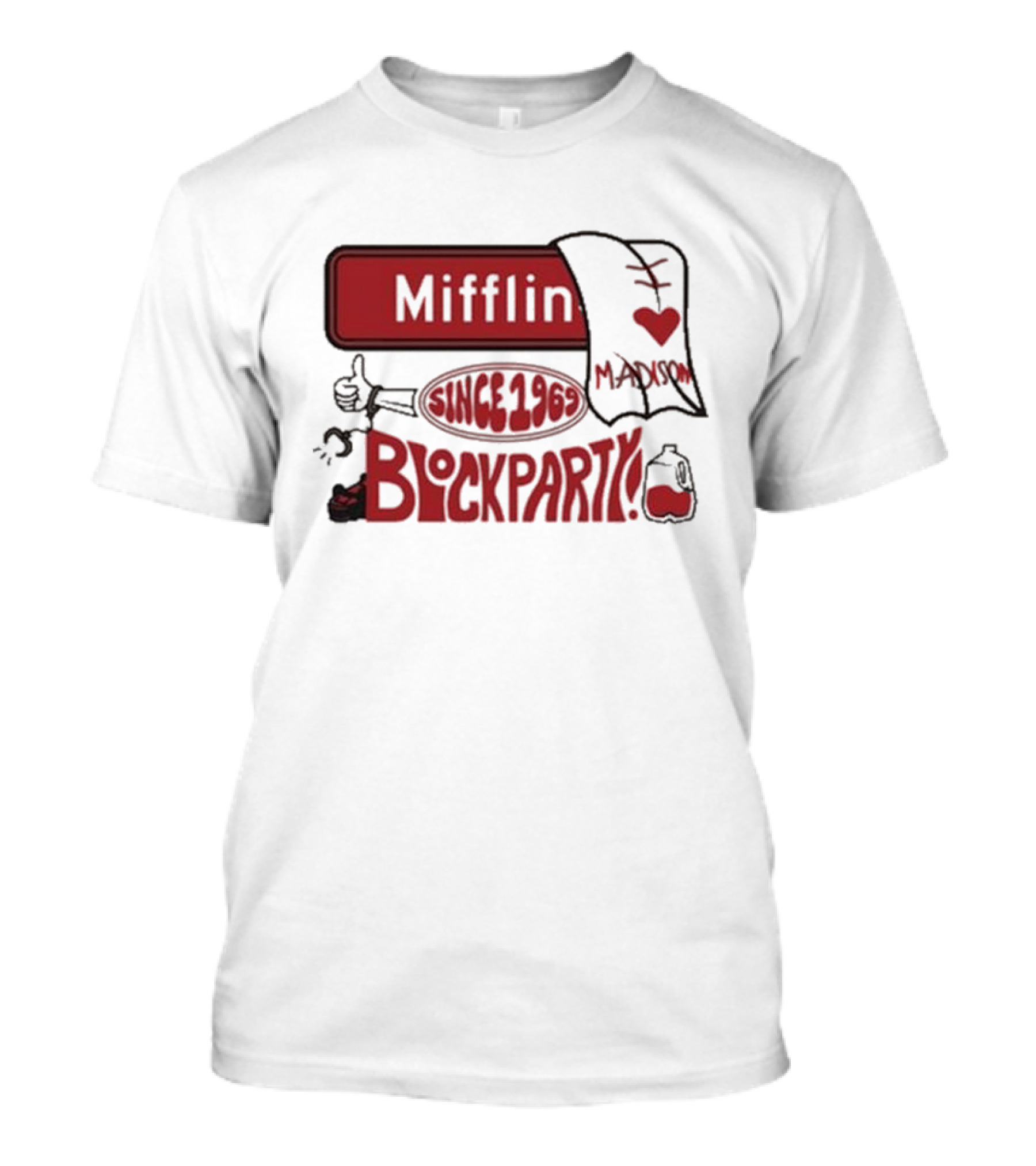 Mifflin Block Party Madison Since 1969 Heart Thumbs Up T-Shirt