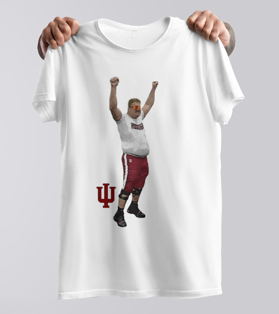 Mike Katic Indiana Hoosiers Football Player Celebration Cartoon IU Logo T-Shirt
