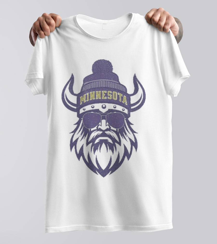 Minnesota Viking Beanie And Sunglasses Football Fan Icon T-Shirt