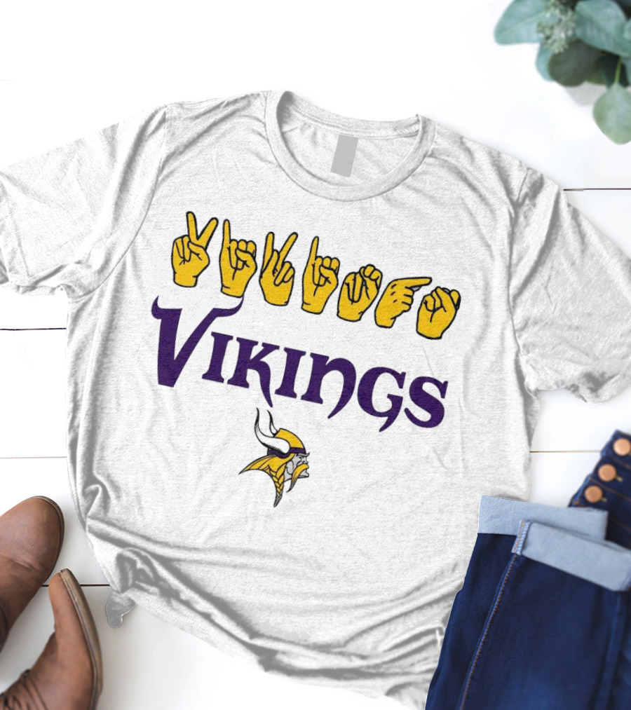 Minnesota Vikings NFL ASL Love Sign American Sign Language T-Shirt