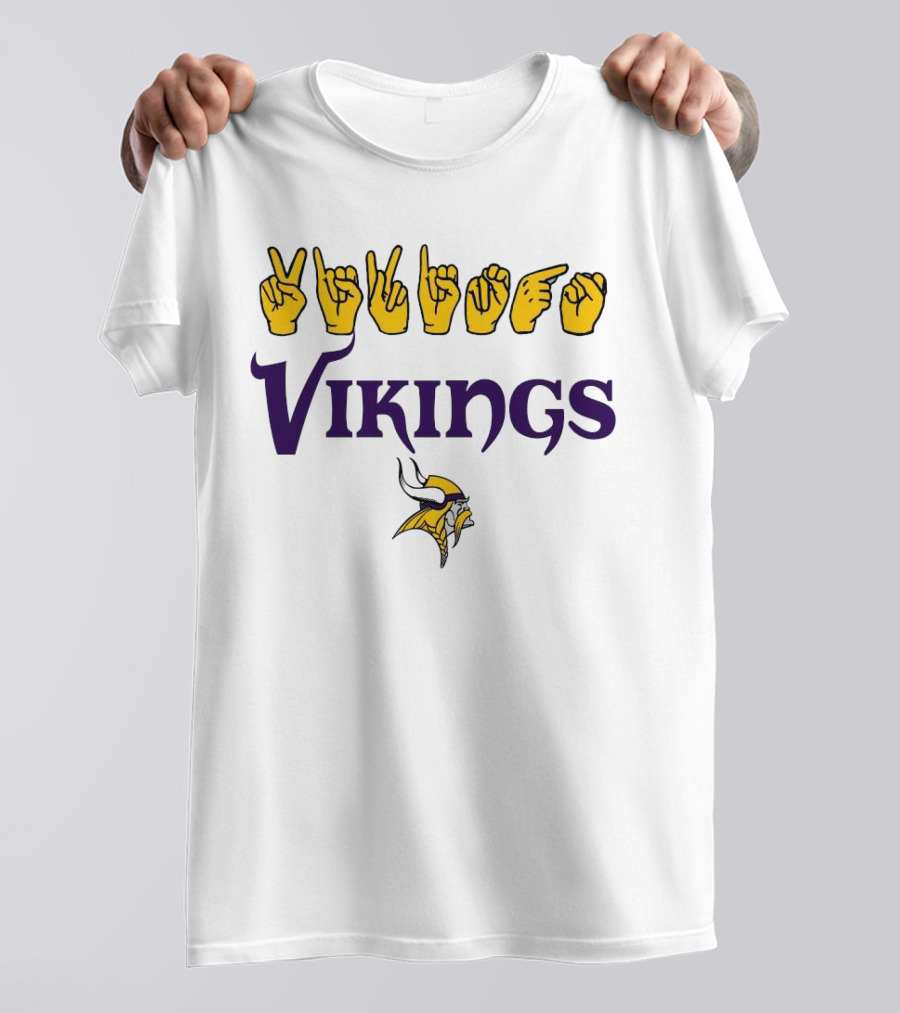 Minnesota Vikings NFL ASL Love Sign American Sign Language T-Shirt