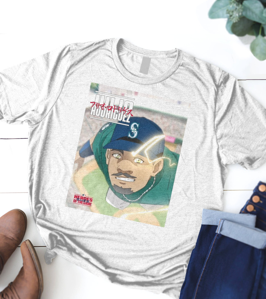 Seattle Mariners Julio Rodriguez Anime Heroes Of The Game MLB J-Rod T-Shirt