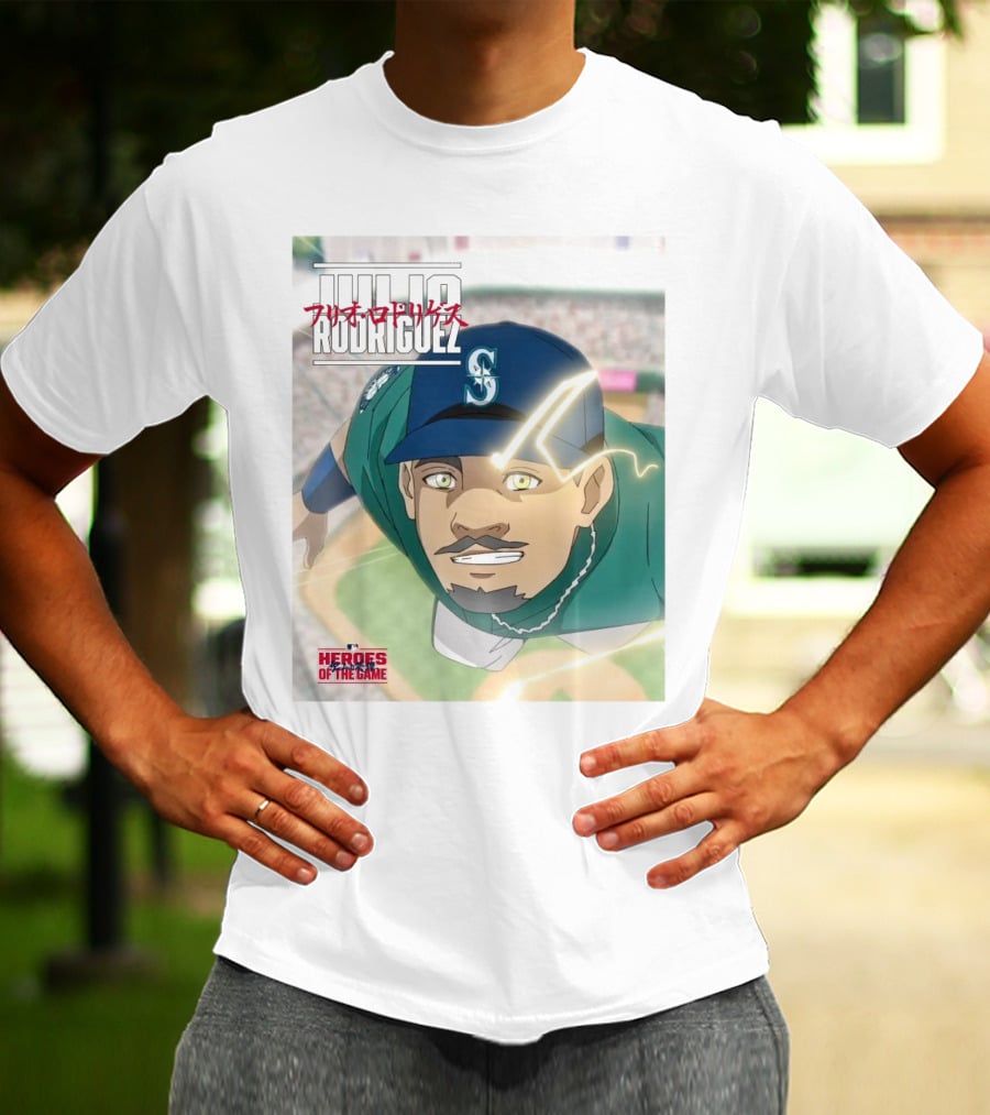 Seattle Mariners Julio Rodriguez Anime Heroes Of The Game MLB J-Rod T-Shirt