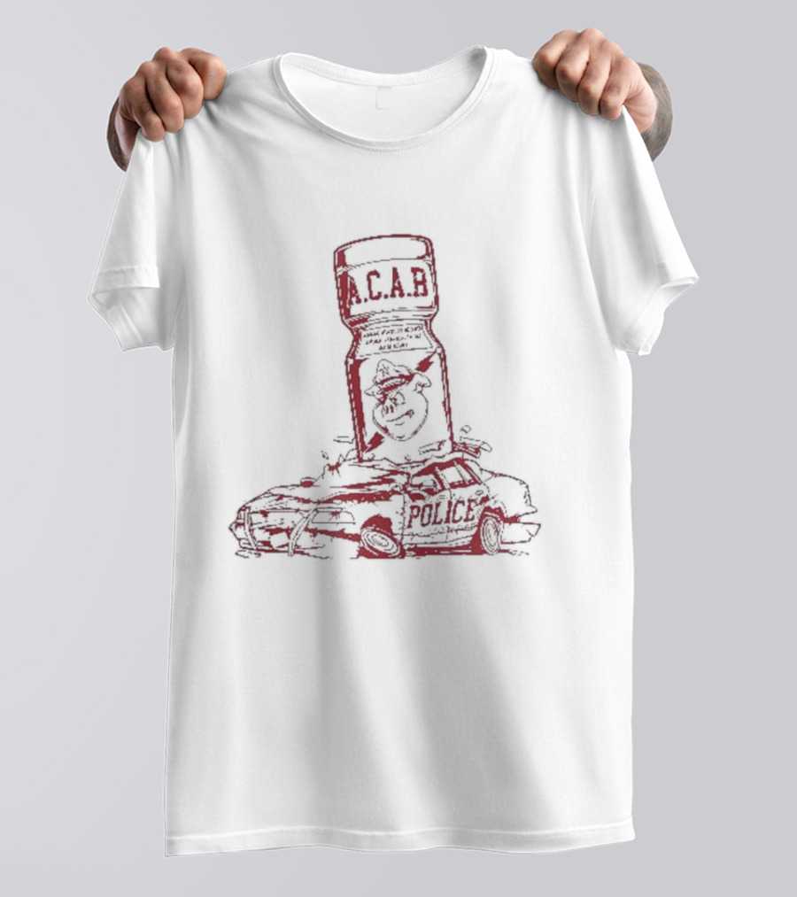 More Poppers Less Coppers ACAB Police Car T-Shirt