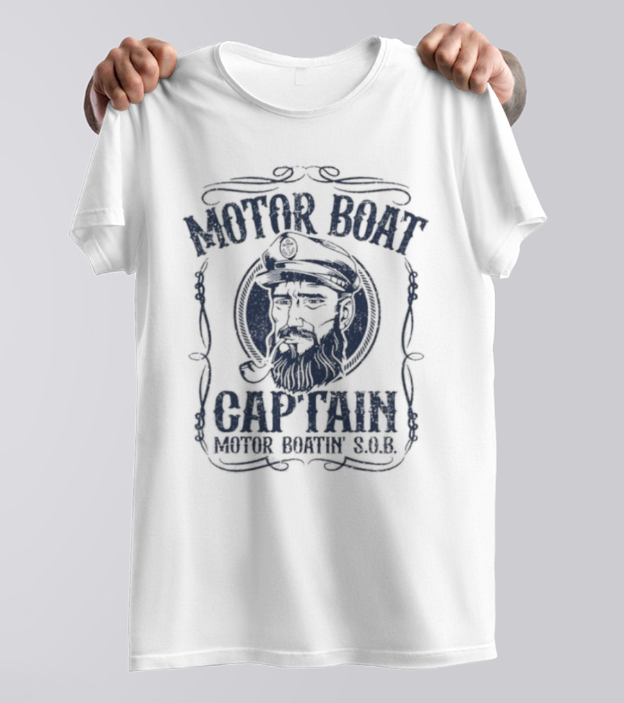 Motor Boat Captain Motor Boati Sob Vintage Nautical Theme T-Shirt
