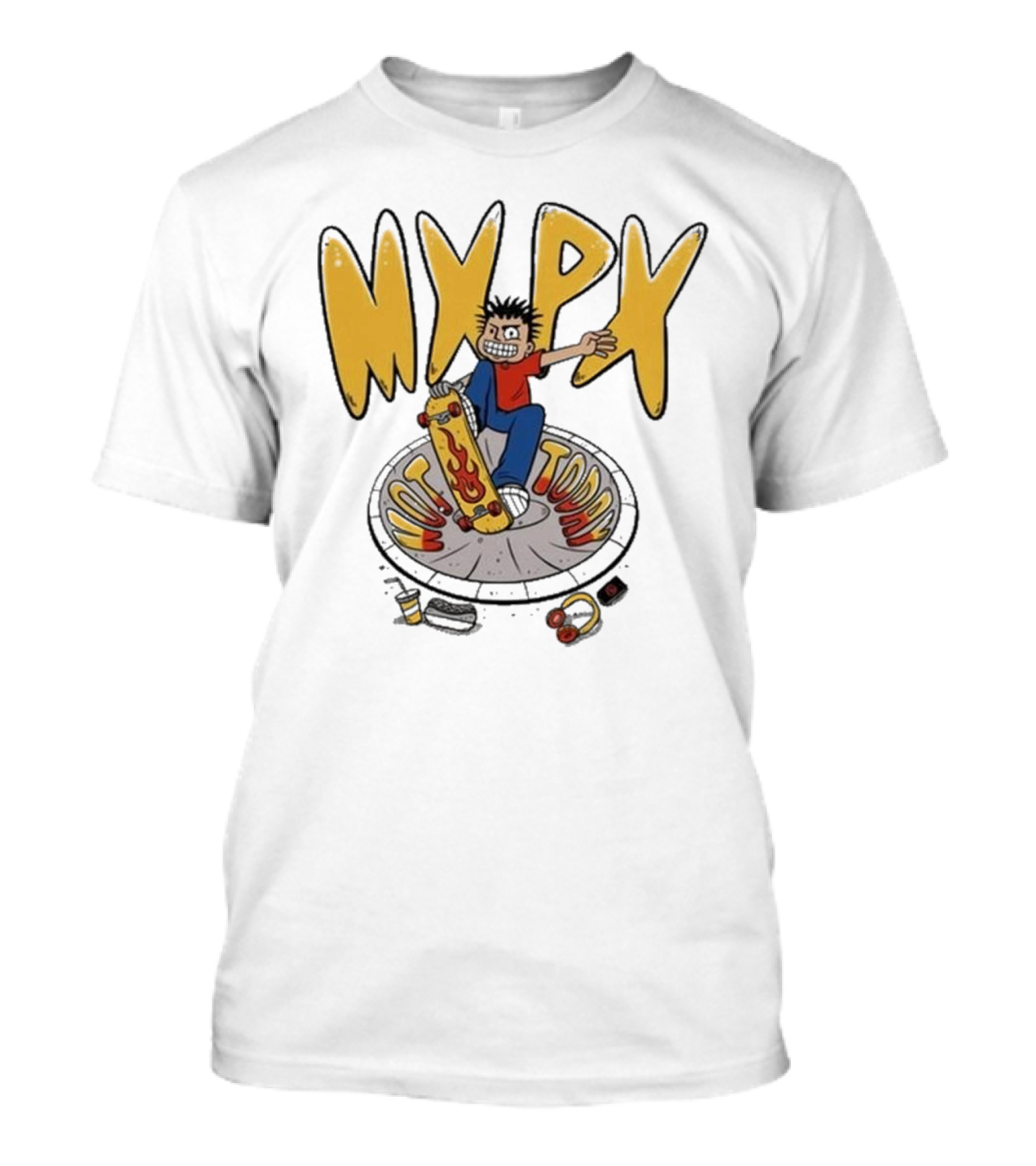 MXPX Today I'm Easy Skateboard Character With Flame Deck T-Shirt