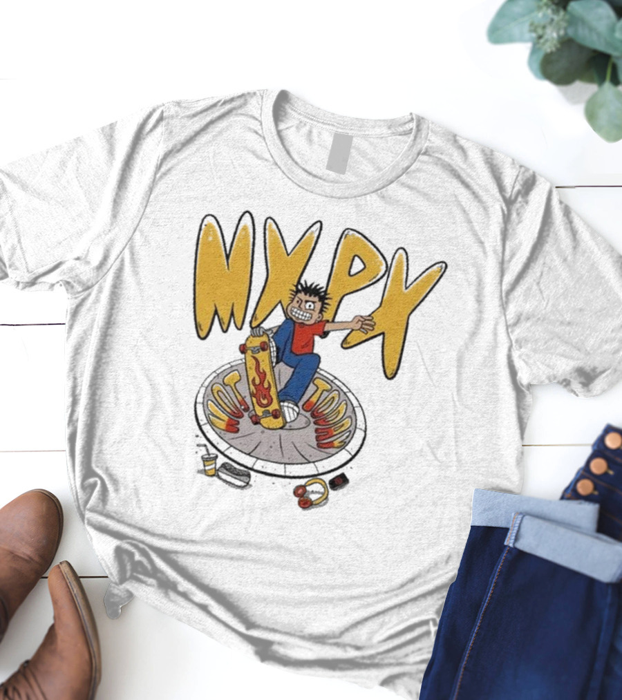MXPX Today I'm Easy Skateboard Character With Flame Deck T-Shirt