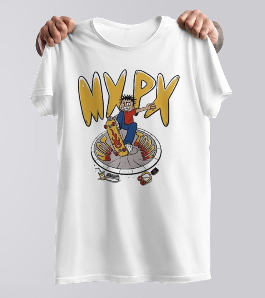 MXPX Today I'm Easy Skateboard Character With Flame Deck T-Shirt