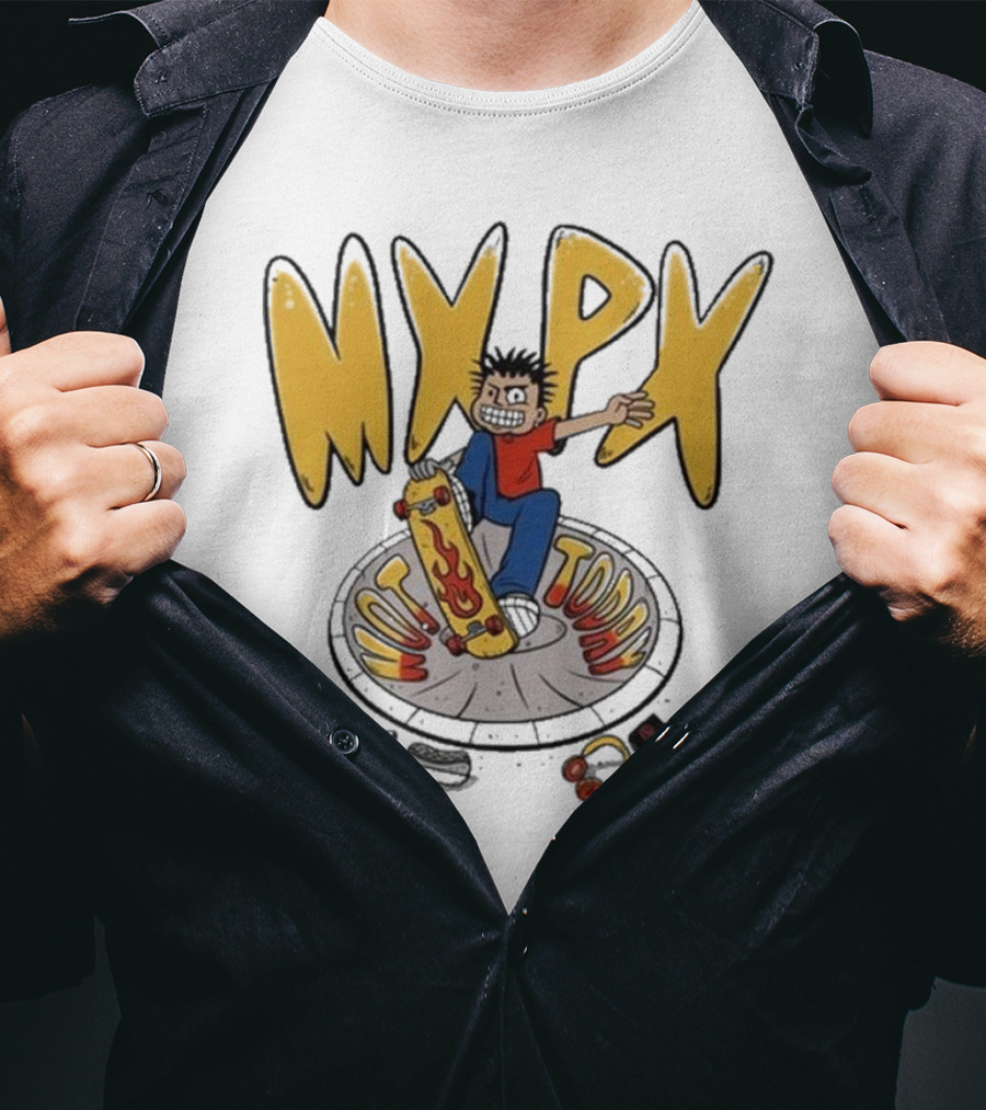 MXPX Today I'm Easy Skateboard Character With Flame Deck T-Shirt