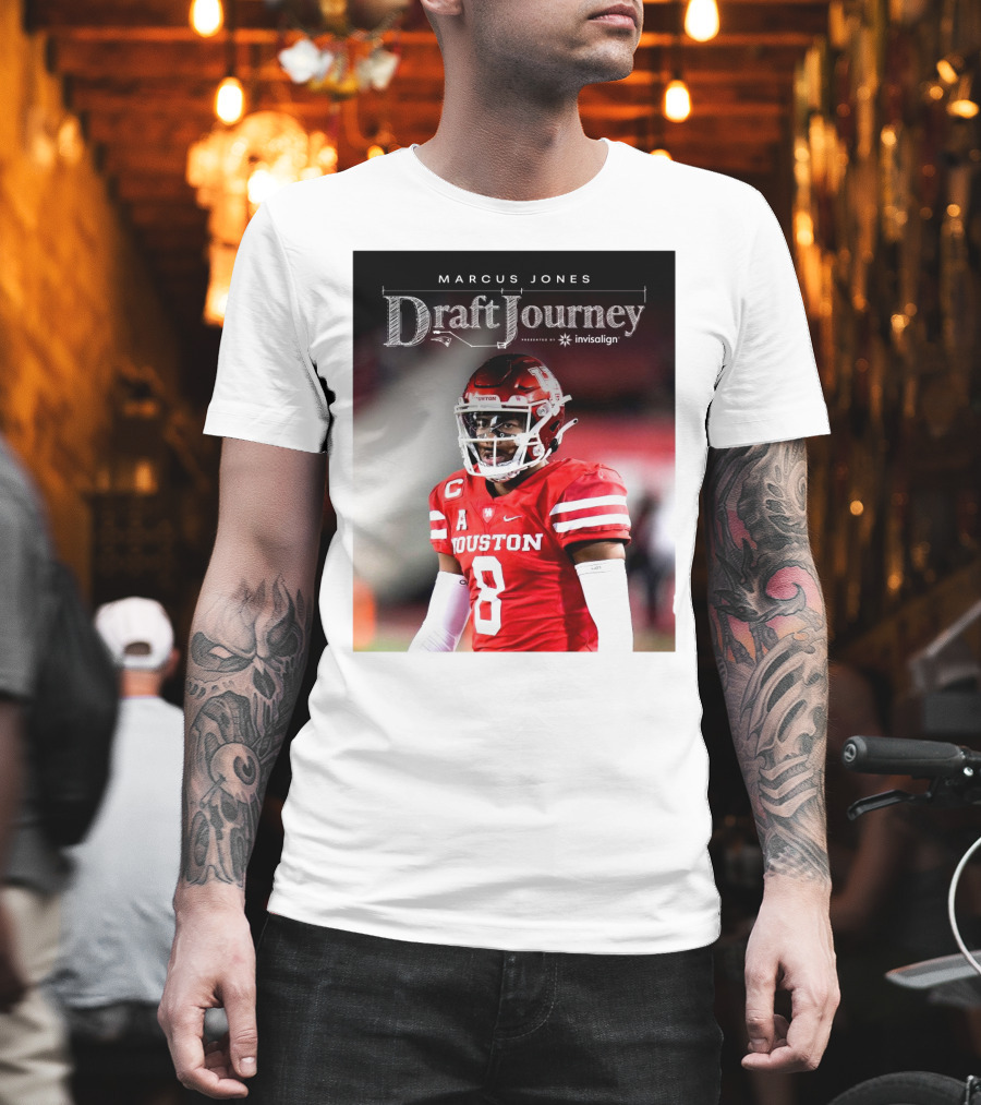 Marcus Jones New England Patriots NFL Draft Journey Houston Football T-Shirt
