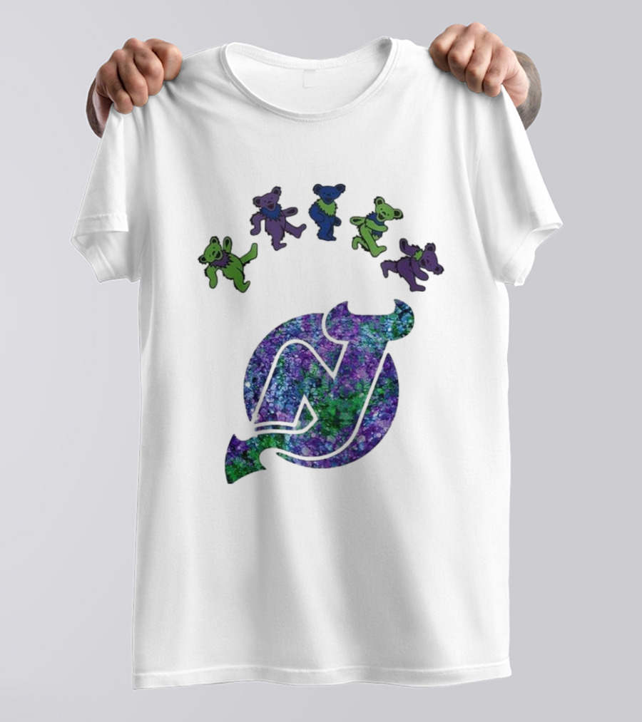 New Jersey Devils Grateful Dead Night 2025 Dancing Bears Iconic Hockey Event T-Shirt