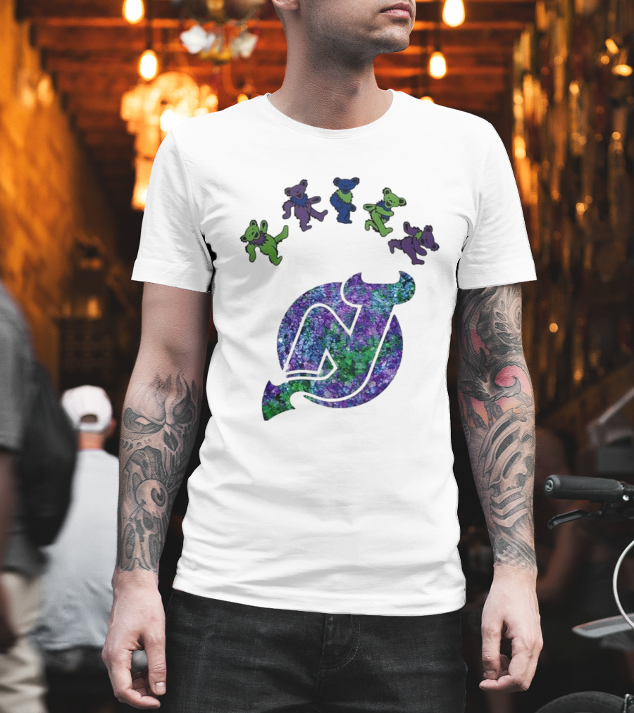 New Jersey Devils Grateful Dead Night 2025 Dancing Bears Iconic Hockey Event T-Shirt
