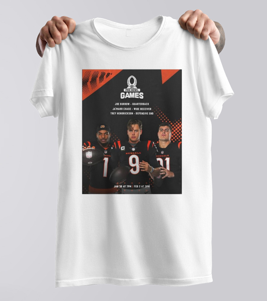 Pro Bowl Games 2025 Joe Burrow Ja’marr Chase Trey Hendrickson Jan 30 Feb 2 Bengals NFL T-Shirt