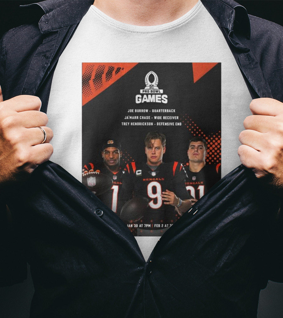 Pro Bowl Games 2025 Joe Burrow Ja’marr Chase Trey Hendrickson Jan 30 Feb 2 Bengals NFL T-Shirt