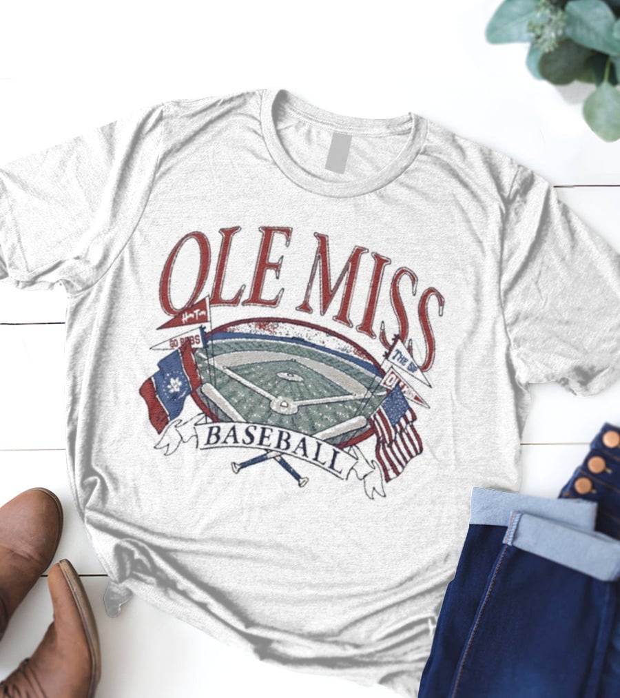 Ole Miss Baseball Fanbase Home Field Flags T-Shirt