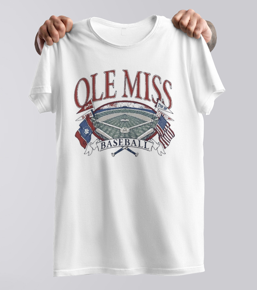 Ole Miss Baseball Fanbase Home Field Flags T-Shirt