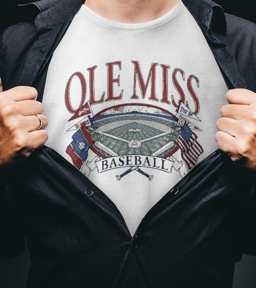 Ole Miss Baseball Fanbase Home Field Flags T-Shirt