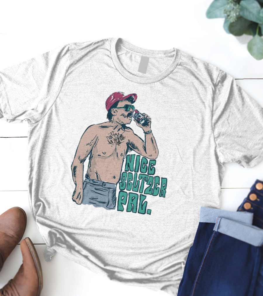 Nice Seltzer Pal 4.0 Cartoon Graphic Of Less Man In Cap And Sunglasses With Drink T-Shirt