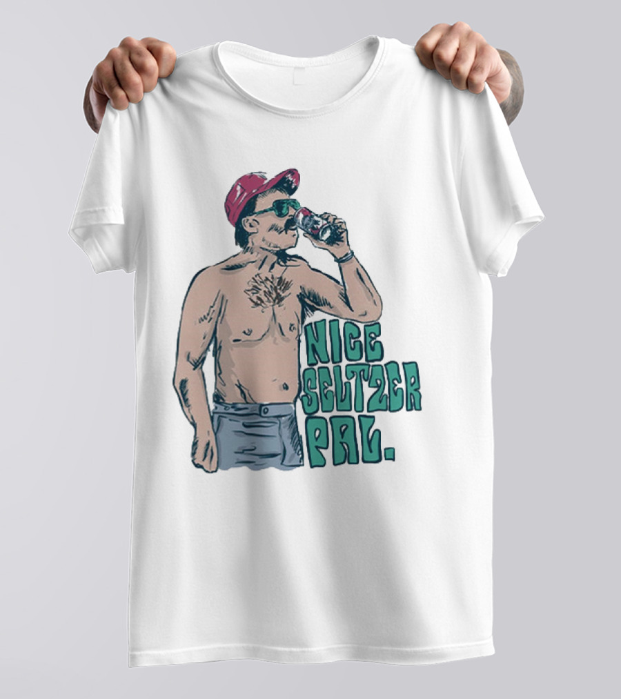 Nice Seltzer Pal 4.0 Cartoon Graphic Of Less Man In Cap And Sunglasses With Drink T-Shirt