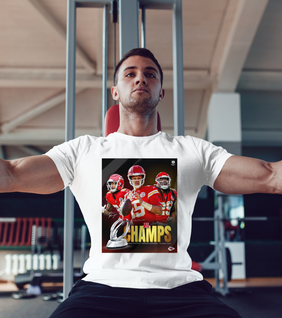 Kansas City Chiefs AFC Champs Nikko Remigio Patrick Mahomes II Kareem Hunt Signatures T-Shirt