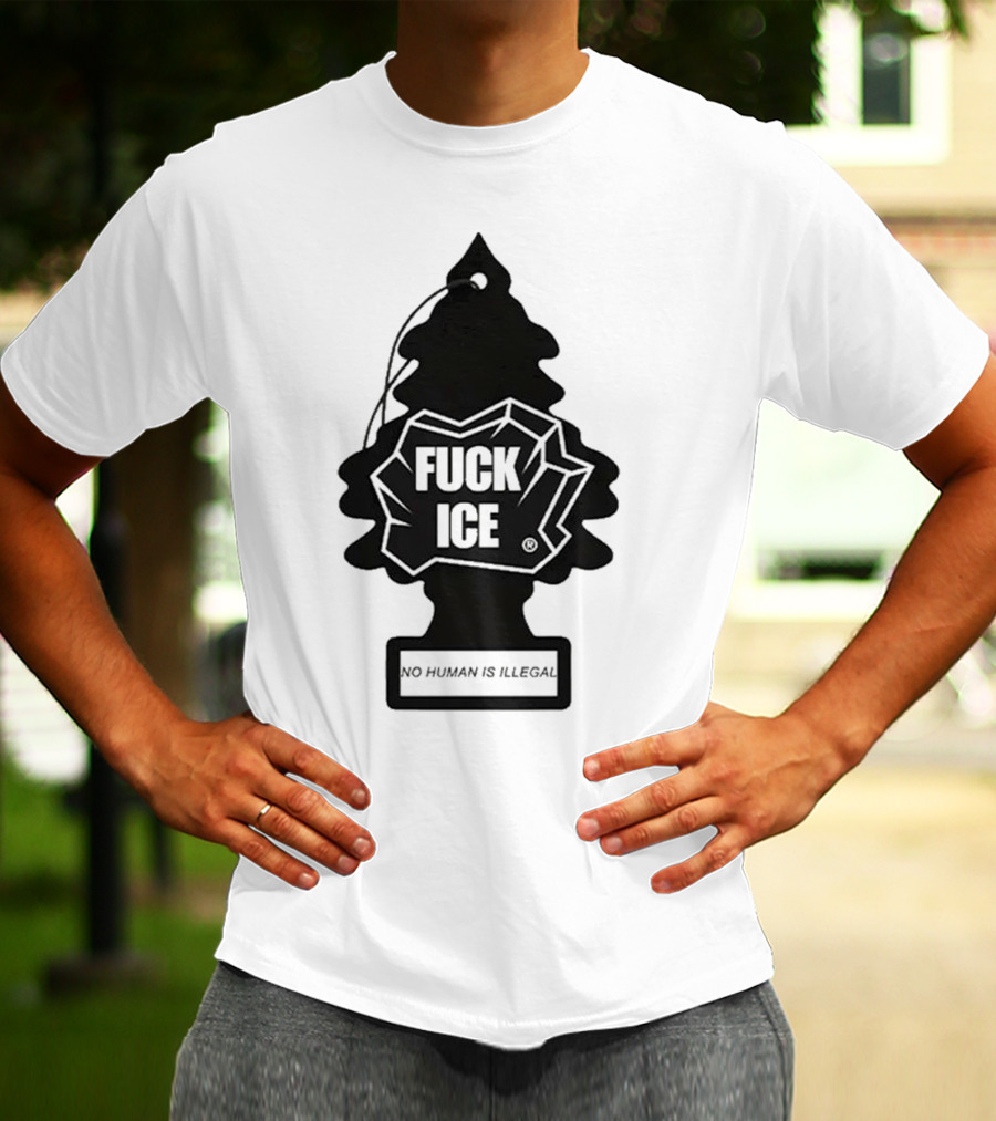 No Human Is Illegal Fuck ICE Tree Shape T-Shirt