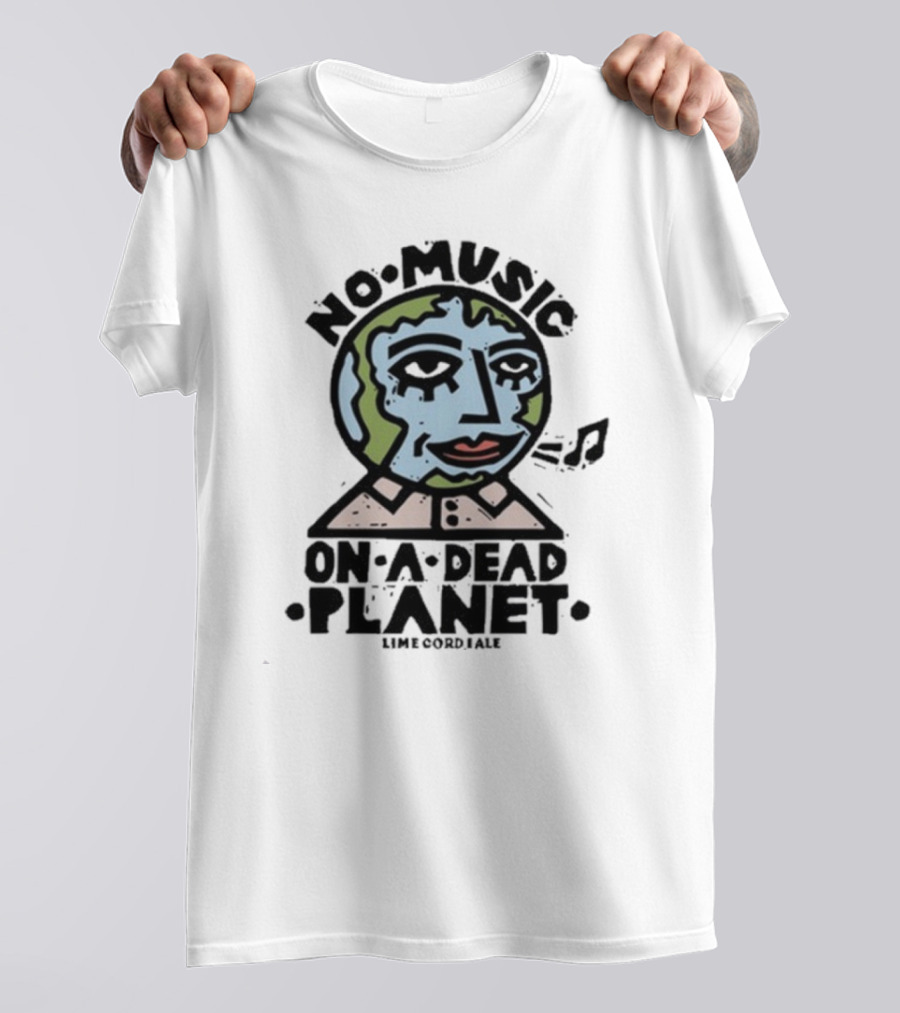 No Music On A Dead Planet Earth Head With Collar T-Shirt