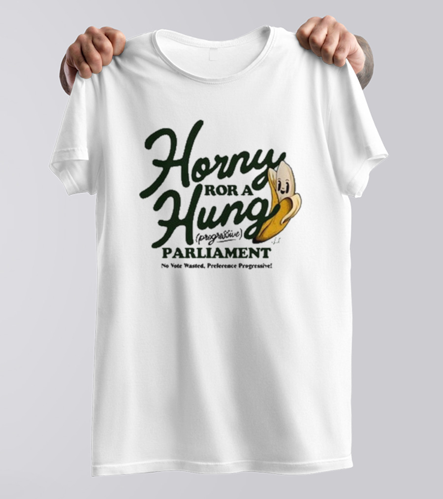 Horny For A Hung Parliament Banana Cartoon T-Shirt