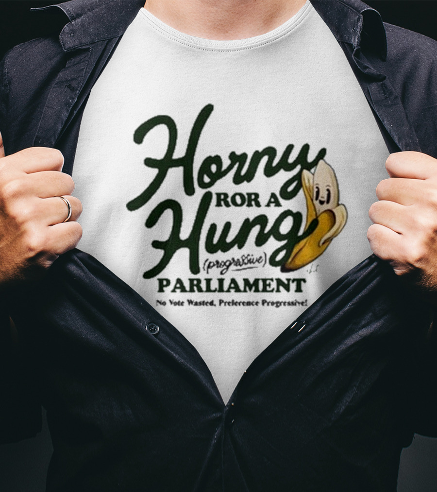 Horny For A Hung Parliament Banana Cartoon T-Shirt
