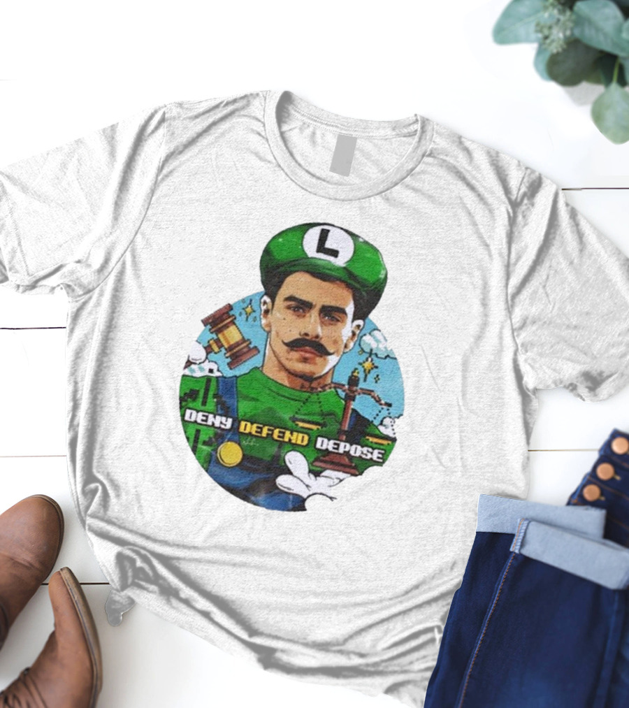 Nordacious Store Deny Defend Depose Mario Luigi Parody T-Shirt