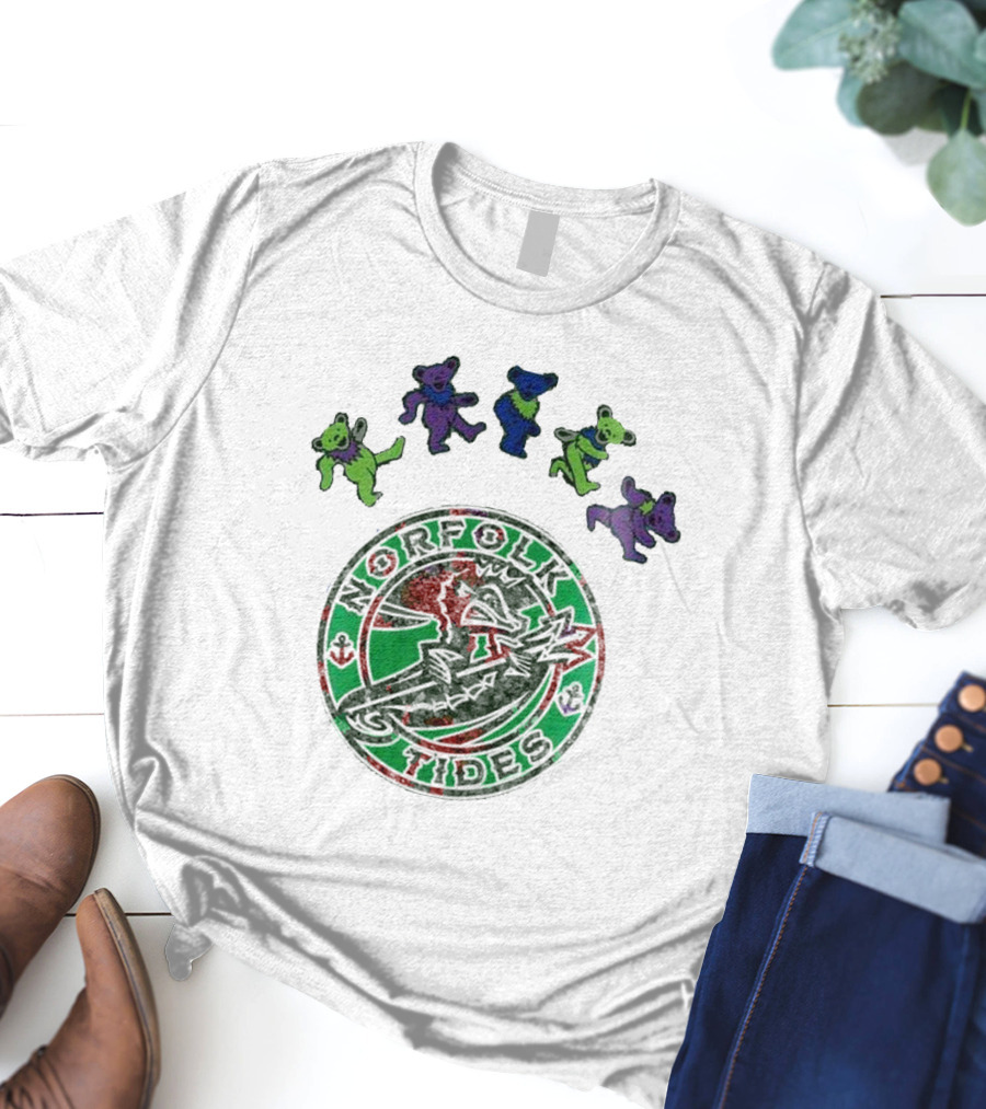 Norfolk Tides Grateful Dead Night 2025 Dancing Bears Baseball T-Shirt